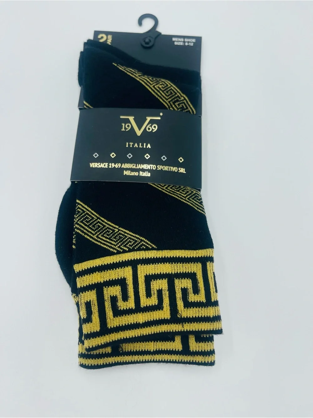 Men's Versace 1969 Black & Gold Patterned Socks 1 pair size 8-12
